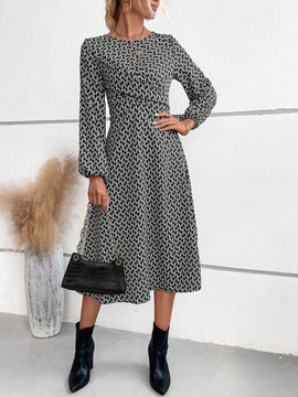 Vestido con estampado de manga farol