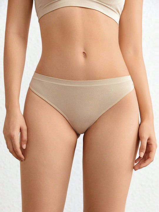 Leisure tanga solido sexy, comodo, con cintura media, sin costuras y elastico, amigable con la piel - desnudo