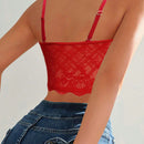Top De Encaje Floral De Navidad Con Ribete De Encaje De Borde Festoneado, Ropa Interior