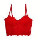 Top De Encaje Floral De Navidad Con Ribete De Encaje De Borde Festoneado, Ropa Interior