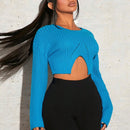 SXY Sueter Corto Asimetrico Con Hombros Caidos Y Dobladillo Recto