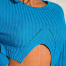 SXY Sueter Corto Asimetrico Con Hombros Caidos Y Dobladillo Recto