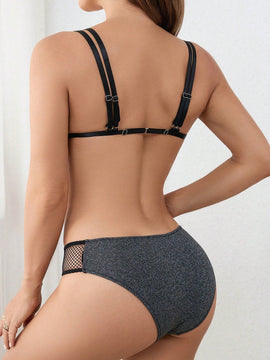 Set de lenceria con malla en contraste
