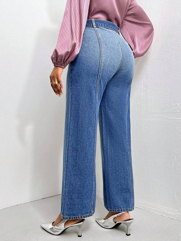 Prive Jeans de talle alto con cinturon de pierna ancha