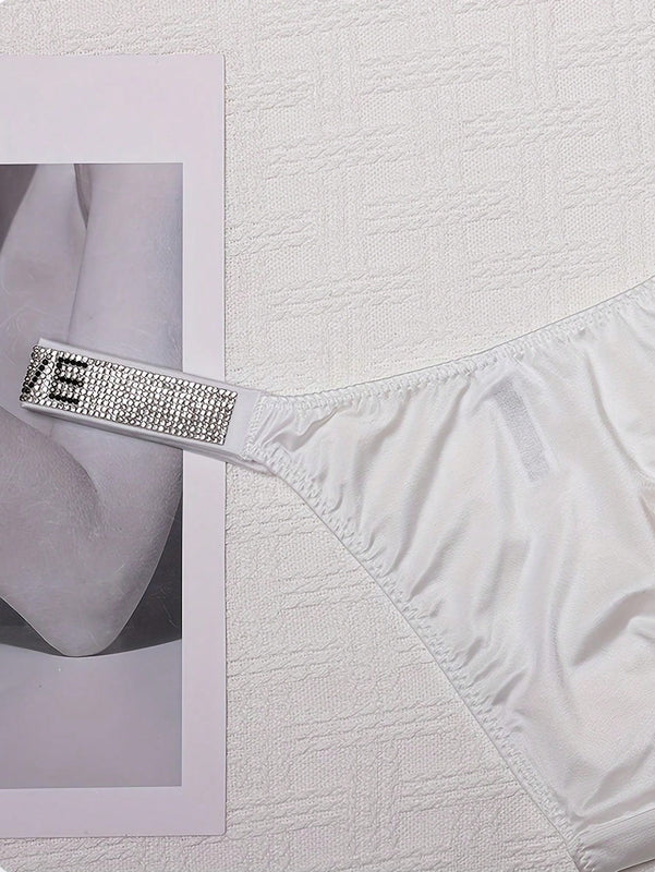 Braguita De Bikini Sexy Con Levantamiento De Gluteos Y Decoracion Con Pedreria, Tanga De Corte Alto Para Deportes Y Fitness