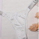 Tanga De Bikini Sexy Con Levantamiento De Gluteos Y Decoracion Con Pedreria, Tanga De Corte Alto Para Deportes Y Fitness