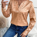LUNE Blusa de leopardo jacquard de cuello notch