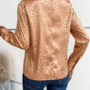 LUNE Blusa de leopardo jacquard de cuello notch
