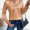 LUNE Blusa de leopardo jacquard de cuello notch