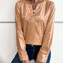 LUNE Blusa de leopardo jacquard de cuello notch