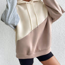 Moosta sudadera con capucha casual con bloque de color, bolsillo decorativo y mangas largas