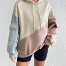 Moosta sudadera con capucha casual con bloque de color, bolsillo decorativo y mangas largas