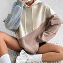 Moosta sudadera con capucha casual con bloque de color, bolsillo decorativo y mangas largas