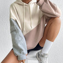 Moosta sudadera con capucha casual con bloque de color, bolsillo decorativo y mangas largas