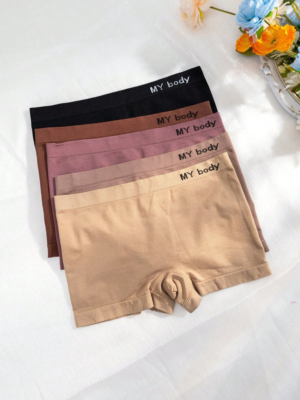 5 piezas Boyshorts con estampado de letra