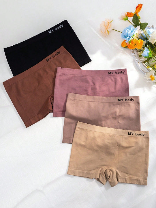 5 piezas Boyshorts con estampado de letra