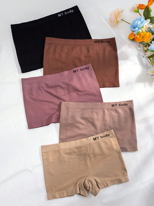5 piezas Boyshorts con estampado de letra