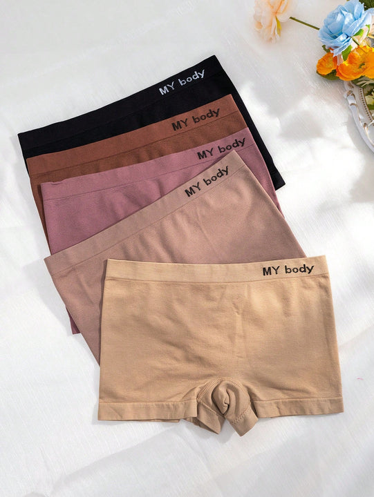5 piezas Boyshorts con estampado de letra