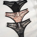 3 piezas Bragas con estampado floral de malla con abertura