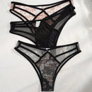 3 piezas Bragas con estampado floral de malla con abertura