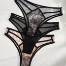 3 piezas Bragas con estampado floral de malla con abertura