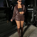 SXY Shorts ribete lanudo PU