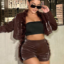 SXY Shorts ribete lanudo PU