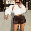 SXY Shorts ribete lanudo PU