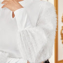 Modely Top de cuello con abertura de ojo de peluche de manga farol