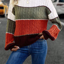 LUNE Jersey de color combinado tejido de cable de hombros caidos
