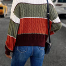 LUNE Jersey de color combinado tejido de cable de hombros caidos