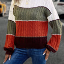 LUNE Jersey de color combinado tejido de cable de hombros caidos