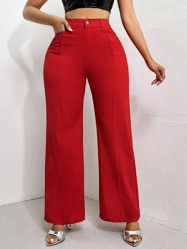 SXY Jeans unicolor de pierna ancha