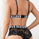 Set de lenceria con cinta con letra con encaje