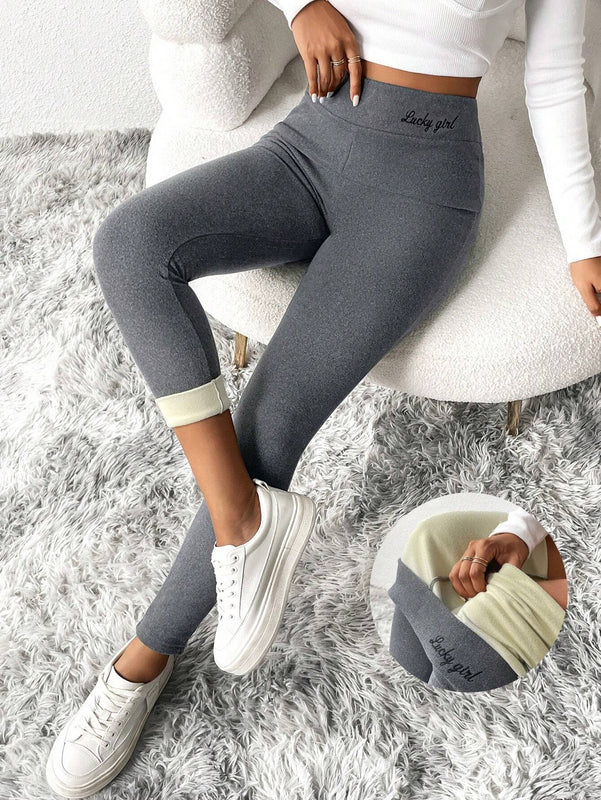 Essnce 2 piezas Pantalones con estampado de letra de cintura ancha