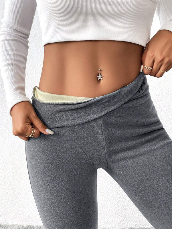Essnce 2 piezas Pantalones con estampado de letra de cintura ancha