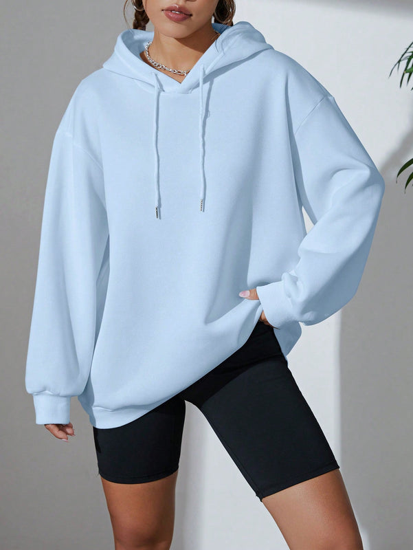 Ezwear capucha unicolor con cordon de hombros caidos