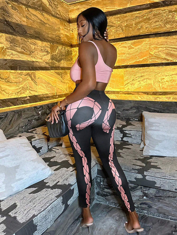 Slayr Pantalones ajustados con estampado geometrico