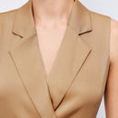 BIZwear Camisa sin manga unicolor de cuello con solapa