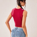 EZwear Chaleco de punto crop con patron de rombo
