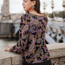 Frenchy Blusa con estampado de paisley de manga con volante