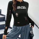 EZwear Jersey con patron de letra desgarro
