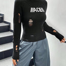 EZwear Jersey con patron de letra desgarro