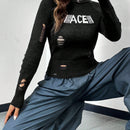 EZwear Jersey con patron de letra desgarro