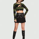 ROMWE Goth Jersey crop de dos tonos con abertura