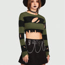 ROMWE Goth Jersey crop de dos tonos con abertura