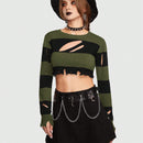 ROMWE Goth Jersey crop de dos tonos con abertura