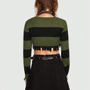 ROMWE Goth Jersey crop de dos tonos con abertura