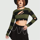 ROMWE Goth Jersey crop de dos tonos con abertura