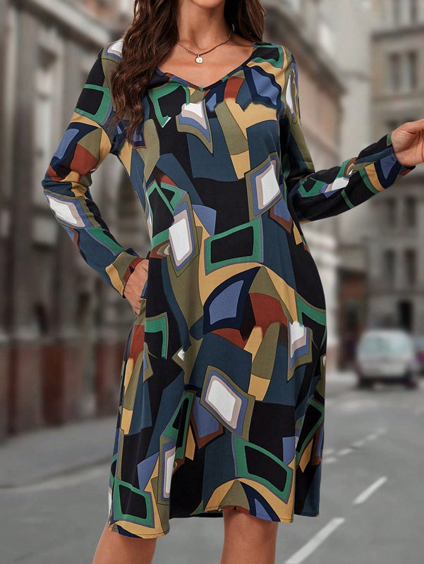 EMERY ROSE Vestido tunico con estampado floral de manga farol